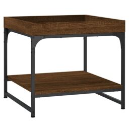 Berkfield Home Coffee Table Brown Oak 49.5x49.5x45 cm Engineered Wood - thumbnail 6