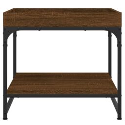 Berkfield Home Coffee Table Brown Oak 49.5x49.5x45 cm Engineered Wood - thumbnail 4