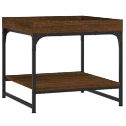 Berkfield Home Coffee Table Brown Oak 49.5x49.5x45 cm Engineered Wood - thumbnail 2