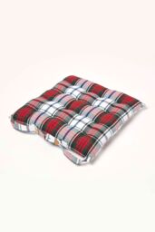 Homescapes Seat Pad Luxury Cotton Macduff Tartan Indoor Outdoor Garden Cushion, 40cm in Red - thumbnail 3