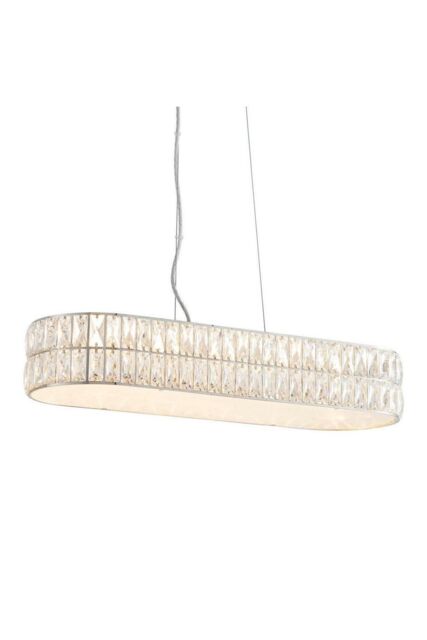 Netlighting Verina LED 5 Light Bar Pendant Chrome Crystal Glass Detail in Clear - image 1