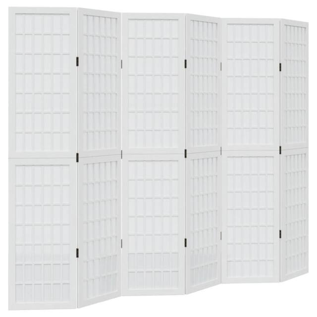 Berkfield Home Room Divider 6 Panels White Solid Wood Paulownia - image 1