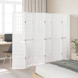 Berkfield Home Room Divider 6 Panels White Solid Wood Paulownia - thumbnail 3