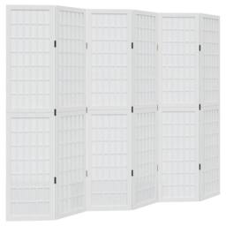 Berkfield Home Room Divider 6 Panels White Solid Wood Paulownia