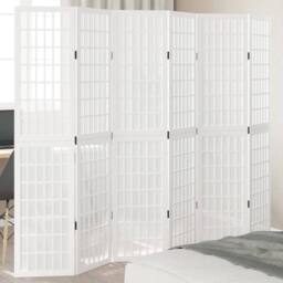 Berkfield Home Room Divider 6 Panels White Solid Wood Paulownia - thumbnail 2