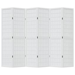 Berkfield Home Room Divider 6 Panels White Solid Wood Paulownia - thumbnail 4