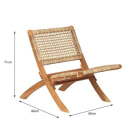 Nordlys Indoor Outdoor Armchair in Solid Acacia Wood & Rope in Brown - thumbnail 5