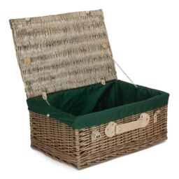 Red Hamper 55cm Antique Wash Hamper with Lining in Green