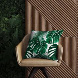 Warren Reed - Designer Tropical Jungle Leaf Pattern Outdoor Cushion in Green - Size: 45 cm x 45 cm - thumbnail 2
