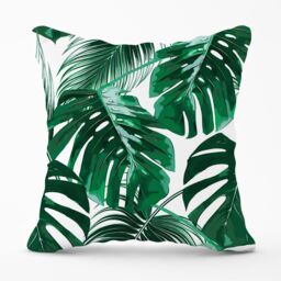 Warren Reed - Designer Tropical Jungle Leaf Pattern Outdoor Cushion in Green - Size: 45 cm x 45 cm - thumbnail 1