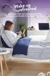 Slumberdown Coverless Comfort Printed Stripe Navy 10.5 Tog Duvet - Size: King - thumbnail 5