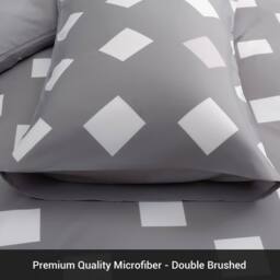 Grace Stylish Premium Microfiber Duvet Cover Set Easy Care Hypoallergenic in Grey - Size: Single - thumbnail 6