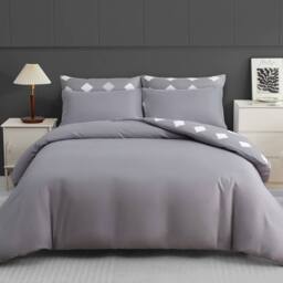 Grace Stylish Premium Microfiber Duvet Cover Set Easy Care Hypoallergenic in Grey - Size: Single - thumbnail 3