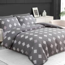 Grace Stylish Premium Microfiber Duvet Cover Set Easy Care Hypoallergenic in Grey - Size: Single - thumbnail 1