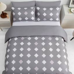 Grace Stylish Premium Microfiber Duvet Cover Set Easy Care Hypoallergenic in Grey - Size: Single - thumbnail 2