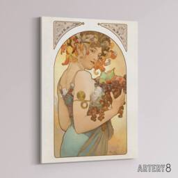 "Artery8 Woman With Fruit Art Nouveau France Canvas Wall Art Print Mucha - Size: W18"" x H24""" - thumbnail 2