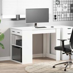 Berkfield Home Desk with Drawer & Shelf White 102x62x77.5 cm Engineered Wood - thumbnail 3