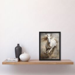 Artery8 The Race By Tom French Galloping Horse Majestic Powerful Modern Artwork Framed Wall Art Print A4 in Black - thumbnail 4