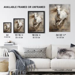 Artery8 The Race By Tom French Galloping Horse Majestic Powerful Modern Artwork Framed Wall Art Print A4 in Black - thumbnail 3