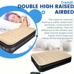 Trendi Double High Inflatable Air Mattress with Built-In Pump in Beige - thumbnail 2