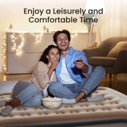 Trendi Double High Inflatable Air Mattress with Built-In Pump in Beige - thumbnail 6