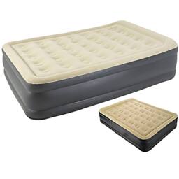 Trendi Double High Inflatable Air Mattress with Built-In Pump in Beige - thumbnail 1