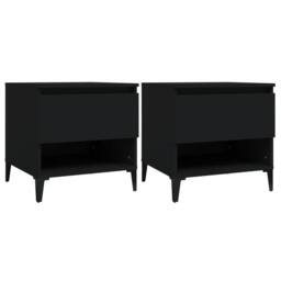Berkfield Home Side Tables 2 pcs Black 50x46x50 cm Engineered Wood - Size: 50 x 46 x 50 cm - thumbnail 3