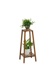 Living and Home 2-tier Vintage Indoor Plant Stand Solid Wood Display Shelf Potted Holder Rack in Brown - thumbnail 2