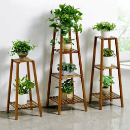 Living and Home 2-tier Vintage Indoor Plant Stand Solid Wood Display Shelf Potted Holder Rack in Brown - thumbnail 8