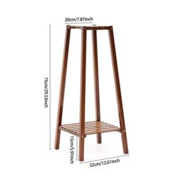 Living and Home 2-tier Vintage Indoor Plant Stand Solid Wood Display Shelf Potted Holder Rack in Brown - thumbnail 3
