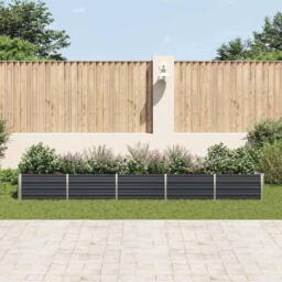 Berkfield Home Garden Raised Bed Galvanised Steel 400x80x45 cm Anthracite in Black - Size: 400 x 80 x 45 cm