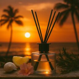 Nicola Spring 160g Soy Wax Scented Candle & Reed Diffuser Set - Tropical Sunrise in Clear - thumbnail 3
