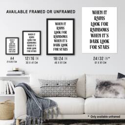 "Artery8 When It Rains Look For Rainbows When Dark Stars Wall Art Print in White - Size: W12"" x H16""" - thumbnail 3
