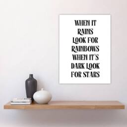 "Artery8 When It Rains Look For Rainbows When Dark Stars Wall Art Print in White - Size: W12"" x H16""" - thumbnail 4