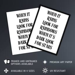"Artery8 When It Rains Look For Rainbows When Dark Stars Wall Art Print in White - Size: W12"" x H16""" - thumbnail 2