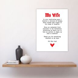 "Artery8 Love Poem Whimsy Magic Wife Romantic Poetry Fun Wall Art Print in White - Size: W24"" x H32""" - thumbnail 4