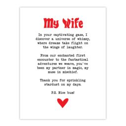 "Artery8 Love Poem Whimsy Magic Wife Romantic Poetry Fun Wall Art Print in White - Size: W24"" x H32""" - thumbnail 1