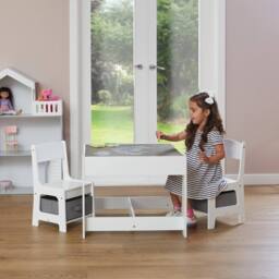 Liberty House Toys Table & Chairs with Storage Bins in White
