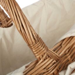 Red Hamper Cotton Lined Wicker Double Steamed Oval Shopping Basket in White - thumbnail 4