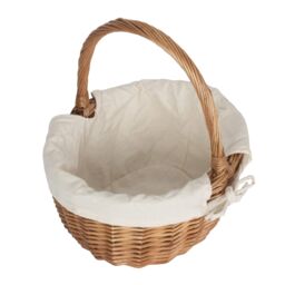 Red Hamper Cotton Lined Wicker Double Steamed Oval Shopping Basket in White - thumbnail 2