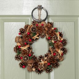 Samuel Alexander 36cm Winter Spice Hanging Christmas Wreath with Pine Cones Red Berries & Dried Fruit - thumbnail 1