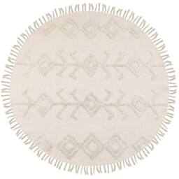 Wyld and Coco 140cm Round Cotton Rug Beige - Tufted Fringe Boho - Size: 140 cm diameter - thumbnail 3