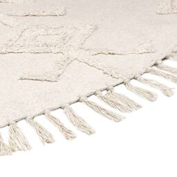 Wyld and Coco 140cm Round Cotton Rug Beige - Tufted Fringe Boho - Size: 140 cm diameter - thumbnail 5
