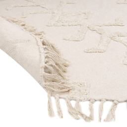 Wyld and Coco 140cm Round Cotton Rug Beige - Tufted Fringe Boho - Size: 140 cm diameter - thumbnail 6