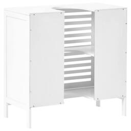 Wyld and Coco White Bamboo Washbasin Cabinet - Minimalist Bathroom Storage - thumbnail 6
