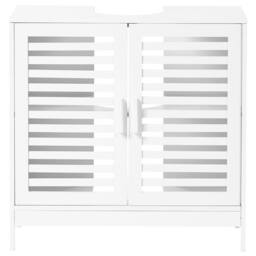 Wyld and Coco White Bamboo Washbasin Cabinet - Minimalist Bathroom Storage - thumbnail 5