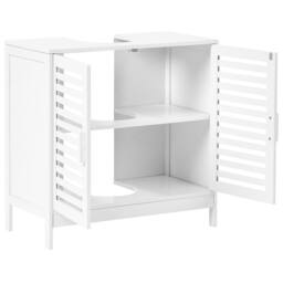 Wyld and Coco White Bamboo Washbasin Cabinet - Minimalist Bathroom Storage - thumbnail 4