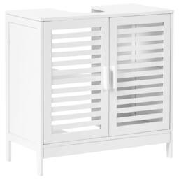 Wyld and Coco White Bamboo Washbasin Cabinet - Minimalist Bathroom Storage - thumbnail 2