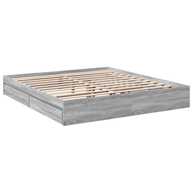 Berkfield Home Modern Bed Frame with Drawers without Mattress Grey Sonoma 200x200 cm - image 1
