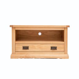 Cabinet Bits Lucca Waxed 1 Drawer TV Cabinet Brass Drop Handle in Light Brown - thumbnail 1